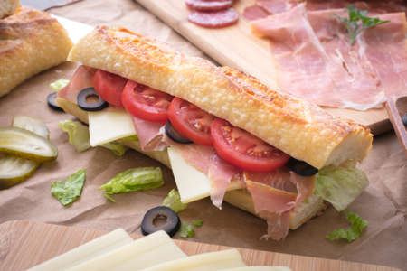 cooking italian sandwichの写真素材