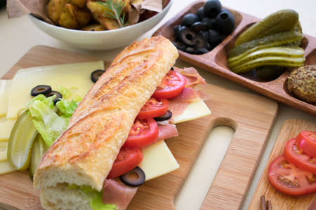 cooking italian sandwichの写真素材