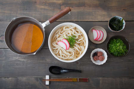 ingredients for udon noodleの写真素材