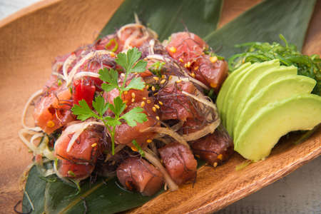 hawaiian ahi pokeの写真素材