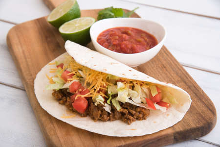 Soft shell beef tacosの写真素材