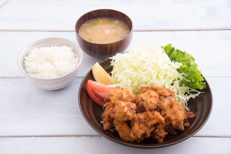 japanese deep fried chickenの写真素材