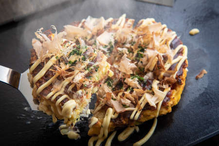 osaka style okonomiyaki, japanese pancakeの写真素材
