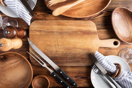 empty table setting flat lay image