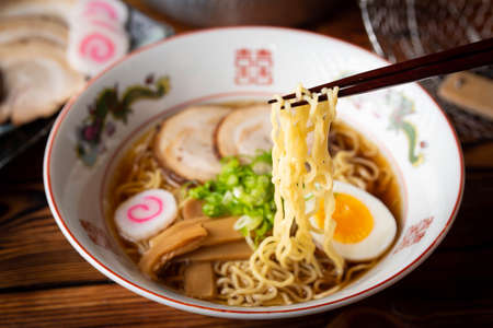 japanese authentic chicken broth ramenの写真素材