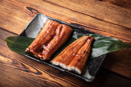unagi, japanese eel on plateの写真素材