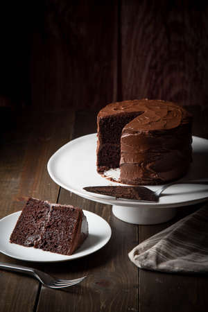 american traditional chocolate cake coated with icing