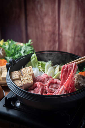 Sukiyaki, japanese famous beef hot pot の写真素材