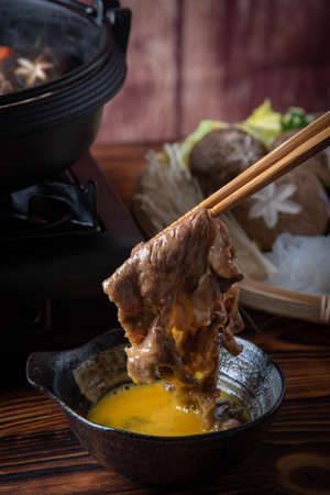 Sukiyaki, japanese famous beef hot pot の写真素材
