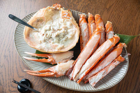 boiled and prepared snow crab in japanese styleの写真素材