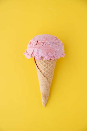 strawberry ice cream on colorful background