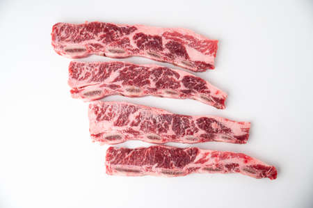 Karubi, beef short rib with bone flanken styleの写真素材
