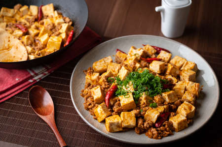 mapo tofu. traditional spicy chinese foodの写真素材