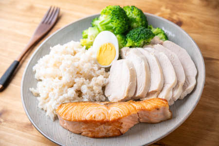 body building lunch plate imageの写真素材