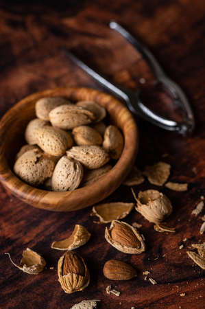 almond in shell with nuts cracker