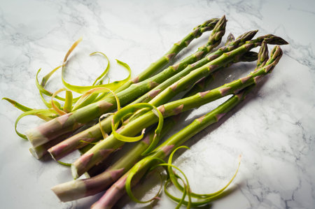 fresh vegetable image, asparagus with peeled skin