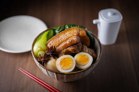 dongpo pork with egg, chinese stewed pork bellyの写真素材