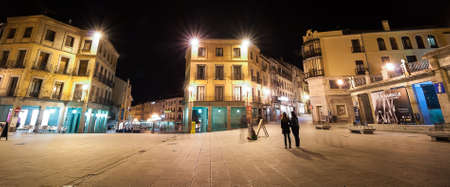A night time view of the town square in Segovia Spain.のeditorial素材