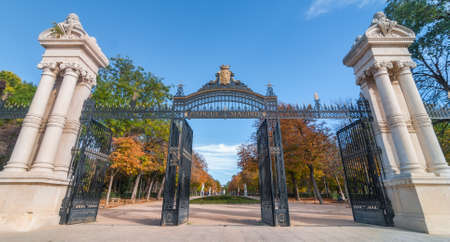 Madrid, Spain - November 9th, 2013:    Gates to The Park of Madrid, Spain. Tour Europe in warm...