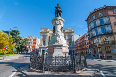 Madrid, Spain - November 9th, 2013:   Tourism in Spain.  Statue of Maria Christina of Borbon, Madrid, Spain in front of The Museum Prado Cason Del Buen Retiro.のeditorial素材