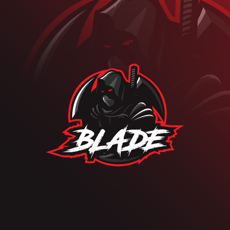 assassin vector logo design mascot with modern illustration concept style for badge, emblem and tshirt printing. angry assasin illustration.のイラスト素材