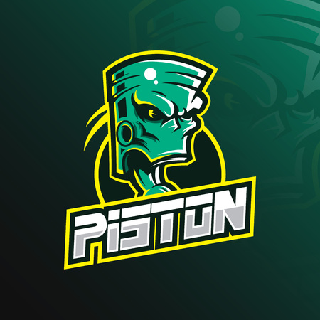 piston mascot logo design vector with modern illustration concept style for badge, emblem and tshirt printing. green piston illustration.のイラスト素材