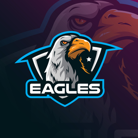 eagle mascot logo design vector with modern illustration concept style for badge, emblem and tshirt printing. eagle illustration for sport team.のイラスト素材