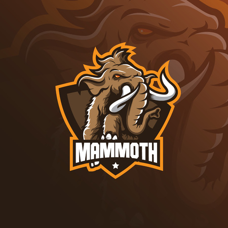 mammoth elephant mascot logo design vector with modern illustration concept style for badge, emblem and tshirt printing. mammoth elephant illustration with jump style.のイラスト素材
