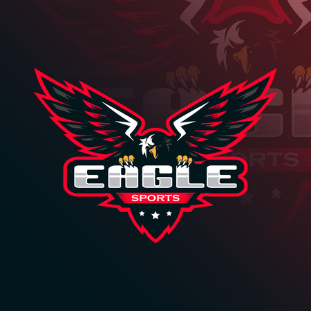 eagle vector mascot logo design with modern illustration concept style for badge, emblem and tshirt printing. eagle illustration for sport and esport team.のイラスト素材