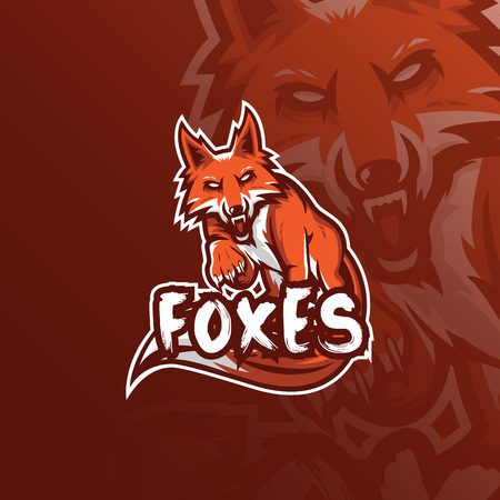 fox vector mascot logo design with modern illustration concept style for badge, emblem and tshirt printing. angry fox illustration for sport and esport team.のイラスト素材