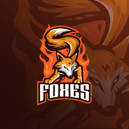 fox vector mascot logo design with modern illustration concept style for badge, emblem and tshirt printing. angry fox illustration for sport and esport team.のイラスト素材