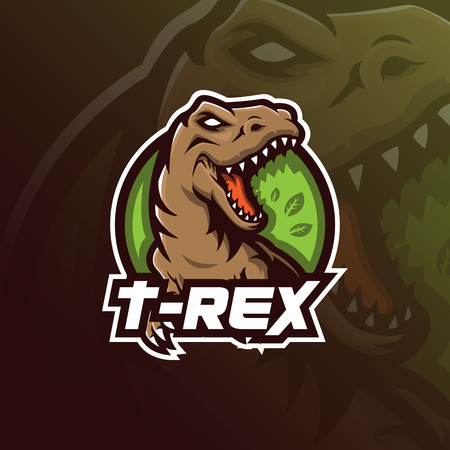 t-rex vector mascot logo design with modern illustration concept style for badge, emblem and tshirt printing. angry t-rex illustration for sport and esport team.のイラスト素材