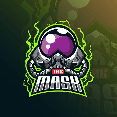 toxic mascot design vector with modern illustration concept style for badge, emblem and tshirt printing. toxic mask illustration.のイラスト素材