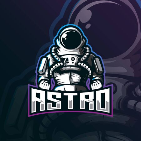 astronaut mascot logo design vector with modern illustration concept style for badge, emblem and tshirt printing. strong astro illustration.のイラスト素材
