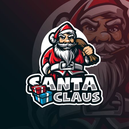 santa claus mascot logo design vector with modern illustration concept style for badge, emblem and tshirt printing. smart santa illustration.のイラスト素材