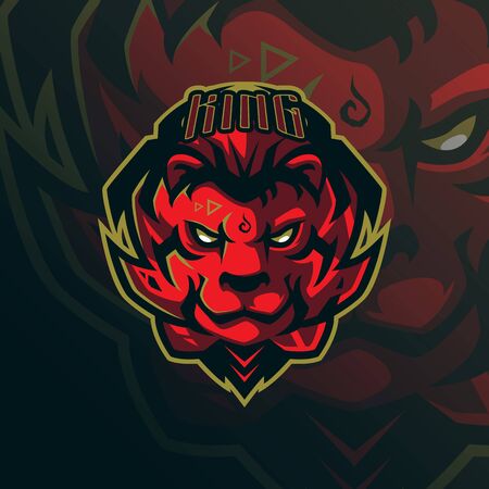 lion mascot logo design vector with modern illustration concept style for badge, emblem and tshirt printing. lion head illustration.のイラスト素材