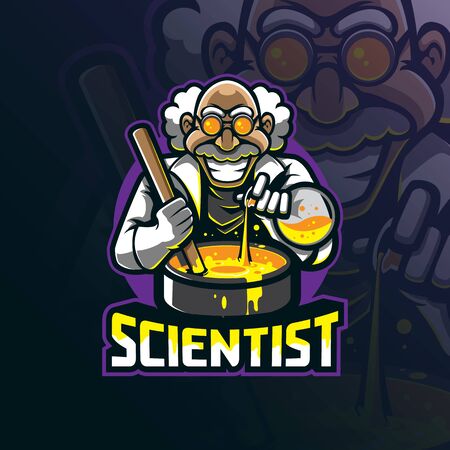 scientist mascot logo design vector with modern illustration concept style for badge, emblem and tshirt printing.のイラスト素材