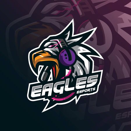 eagle mascot logo design vector with modern illustration concept style for badge, emblem and tshirt printing. eagle head illustration for sport and esport team.のイラスト素材