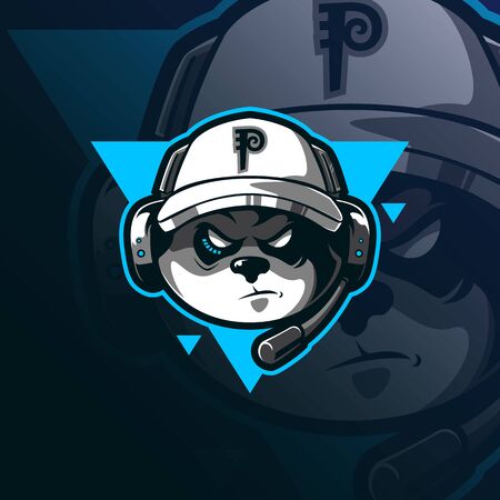 gamers mascot logo design vector with modern illustration concept style for badge, emblem and tshirt printing. panda head illustration for sport and esport team.のイラスト素材