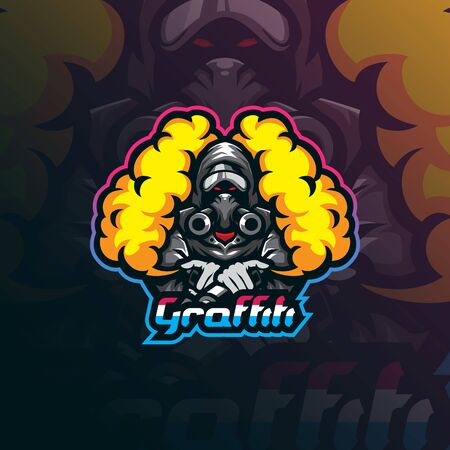 graffiti mascot logo design vector with modern illustration concept style for badge, emblem and t shirt printing. graffiti action illustration.のイラスト素材
