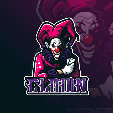 clown mascot logo design vector with modern illustration concept style for badge, emblem and tshirt printing. clown illustration for sport team.のイラスト素材