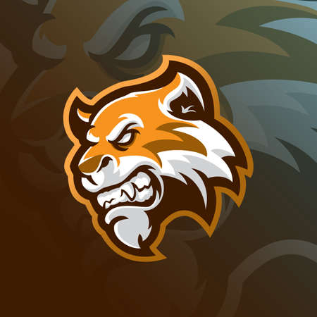 tiger mascot logo design vector with modern illustration concept style for badge, emblem and tshirt printing. tiger head illustration for sport team.のイラスト素材