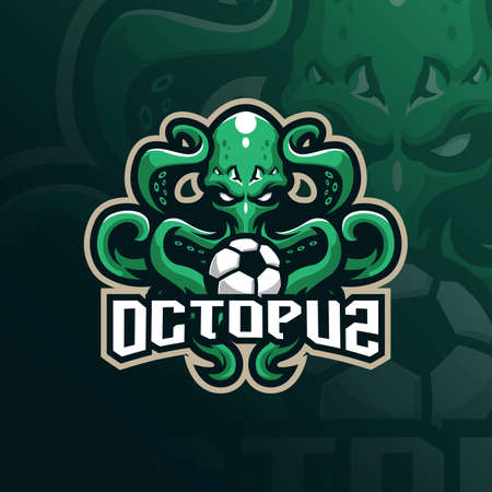octopus mascot logo design vector with modern illustration concept style for badge, emblem and t shirt printing. football octopus illustration for sport team.のイラスト素材