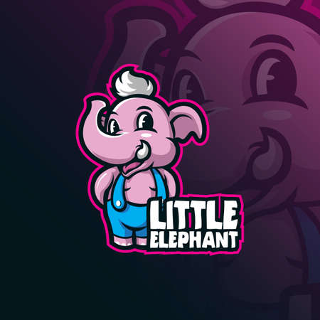 elephant mascot logo design vector with modern illustration concept style for badge, emblem and t shirt printing. little elephant illustration.のイラスト素材