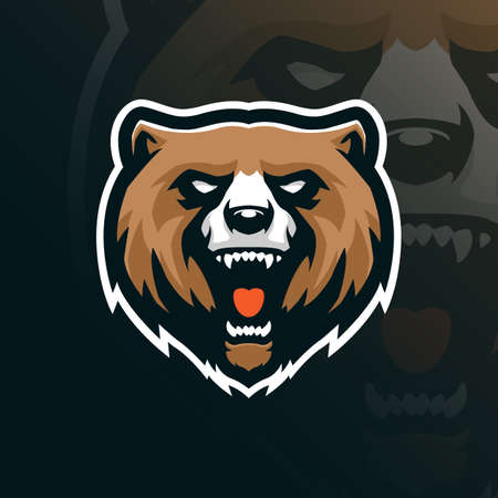 Bear mascot logo design vector with modern illustration concept style for badge, emblem and t shirt printing. Angry bear head illustration.のイラスト素材