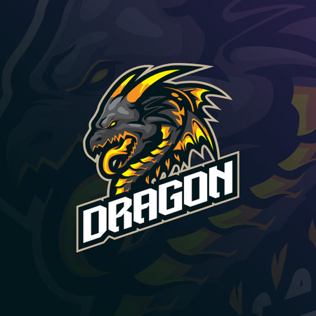 dragon mascot logo design vector with modern illustration concept style for badge, emblem and t shirt printing. angry dragon illustration for sport and esport team.のイラスト素材