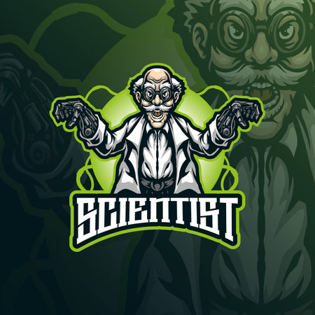 scientist mascot logo design vector with modern illustration concept style for badge, emblem and t shirt printing. mecha scientist illustration for sport and esport team.のイラスト素材
