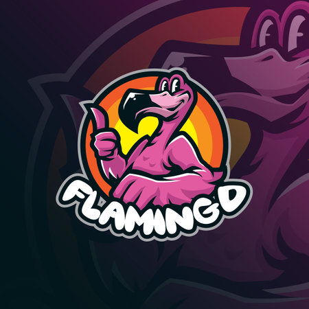 flamingo mascot logo design with modern illustration concept style for badge, emblem and t shirt printing. smart flamingo illustration.のイラスト素材