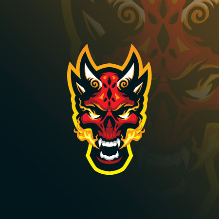devil mascot logo design with modern illustration concept style for badge, emblem and t shirt printing. devil head illustration.のイラスト素材