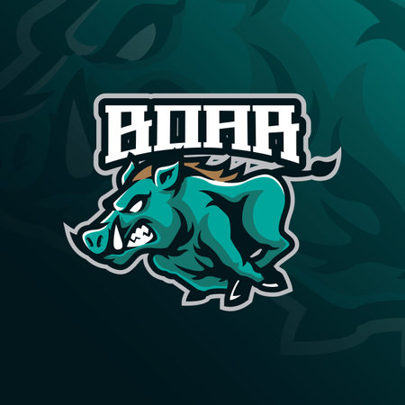 Boar mascot logo design vector with concept style for badge, emblem and t shirt printing. Angry Boar illustration for sport and esport team.のイラスト素材